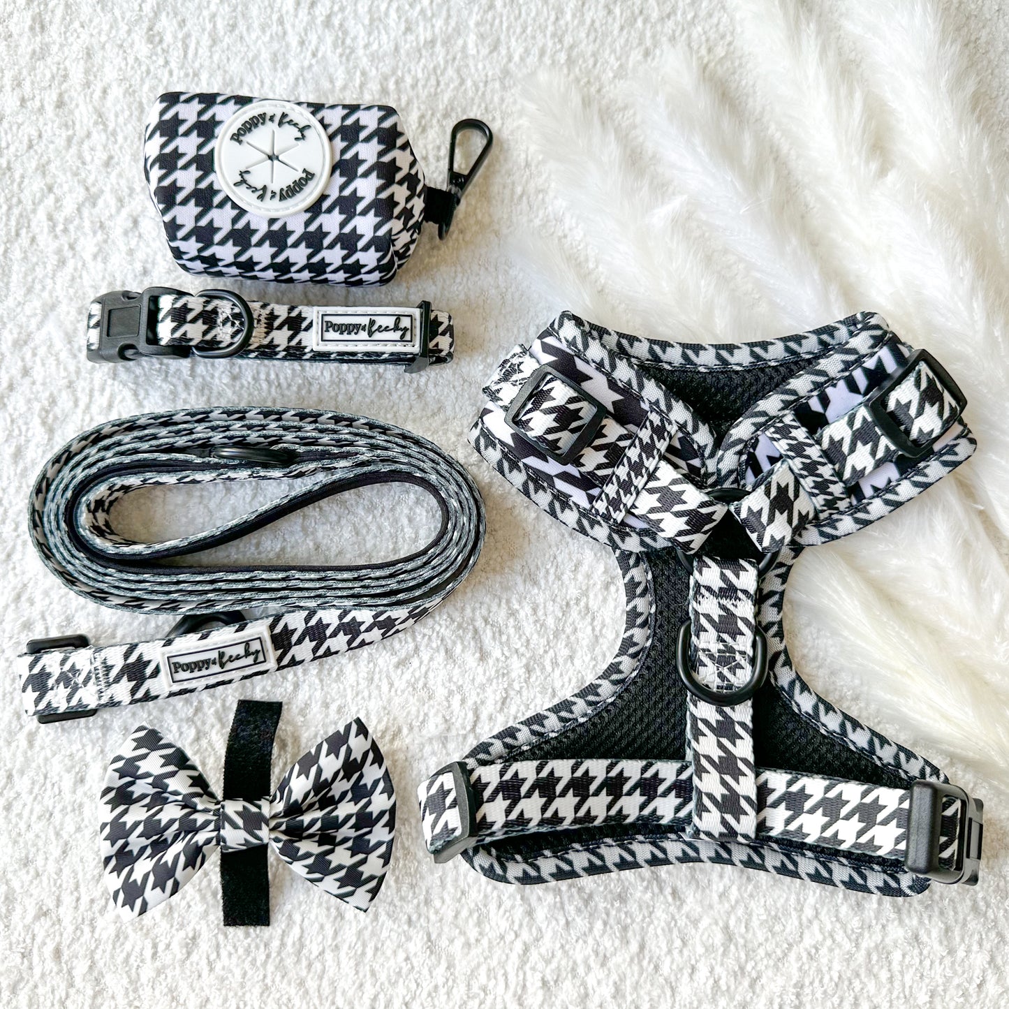 Black Houndstooth Adjustable Neck Harness