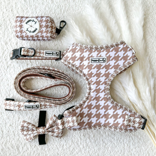 Tan Houndstooth - Adjustable Neck Harness